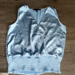 White House Black Market Light Blue Satin Tank Top